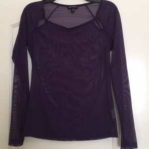 BEBE Sport Mesh T-Shirt Purple Long Sleeve Size S